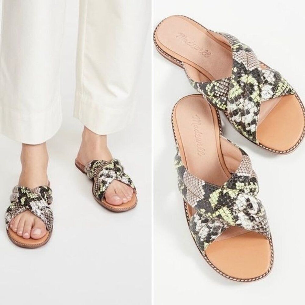 MADEWELL The Skyler Slide Sandal in Snake Embossed Leather - 7
